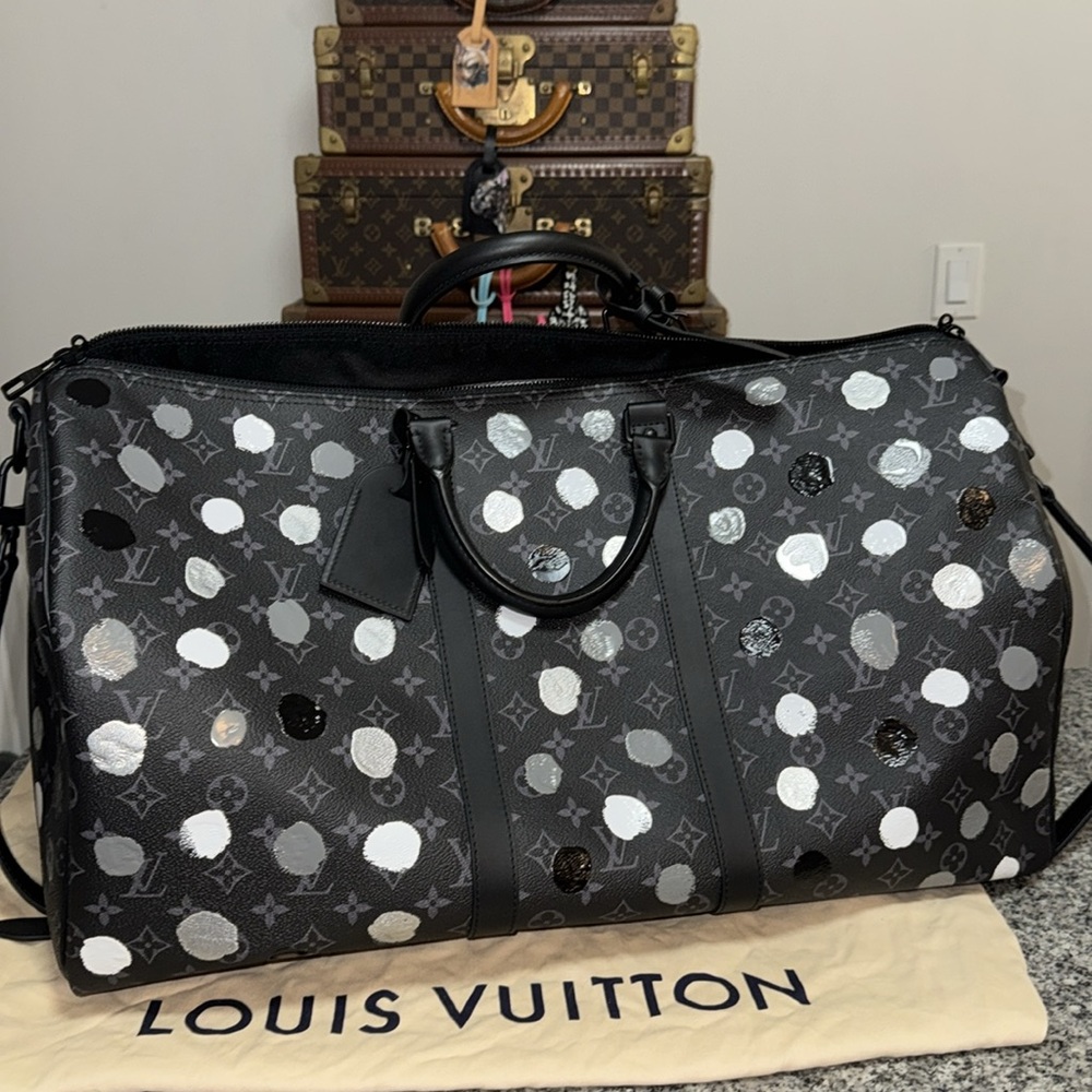Louis Vuitton kusama eclipse monogram dots keepall 55 Travel duffle Bag suitcase - Picture 16 of 16